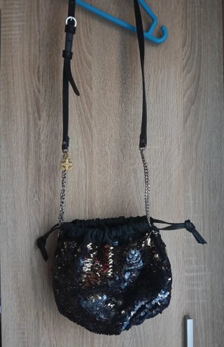 Bolso bombonera lentejuelas Tous negro/dorado