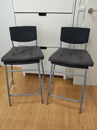 2 Taburetes Cocina Ikea Cojín Negro/Gris