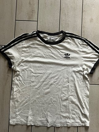 T-shirt Adidas bianca con strisce nere