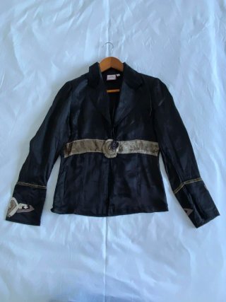 Blusa vintage Little Buddha negra de seda