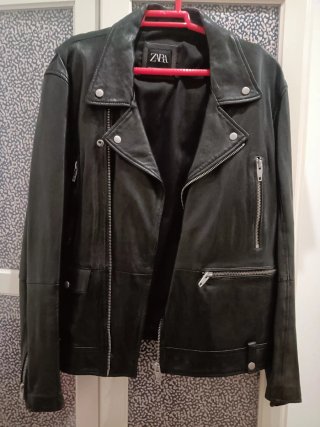 Cazadora cuero biker Zara XXL hombre
