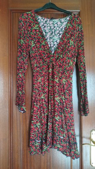 Vestido estampado floral manga larga