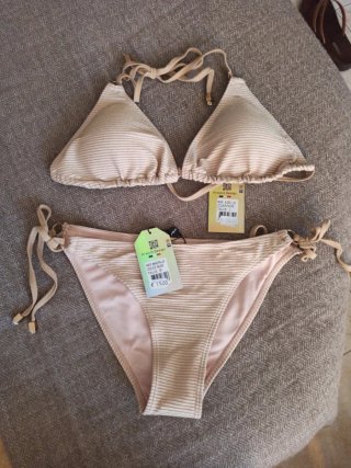 Bikini beige y rosa talla M