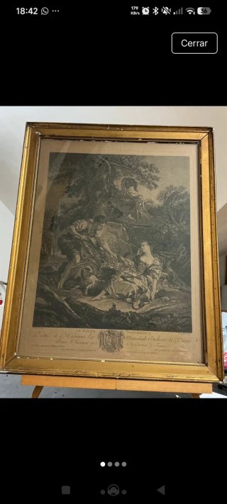 Cuadro Grabado Francés Siglo XIX Legrip 61x48