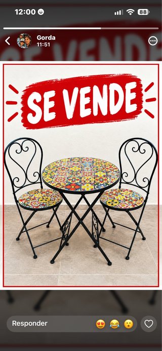 Set de Mesa y 2 Sillas de Jardín