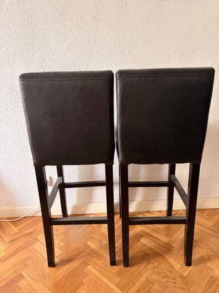 Set de 2 Sillas Altas de Piel Negras