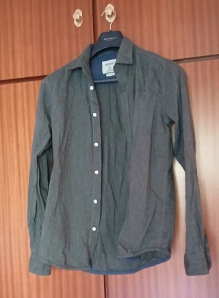 Camisa Springfield ralla M manga larga gris. 100%