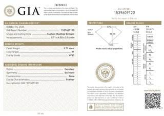 Diamante Natural GIA 0.71ct H VVS1 Certificado