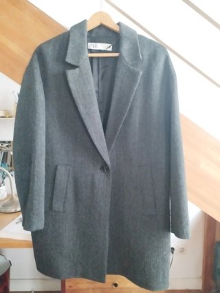 Abrigo Zara Gris Talla L