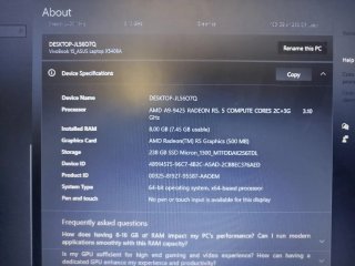 ASUS VivoBook 15 (X540BA) 8GB RAM/ 256GB SSD