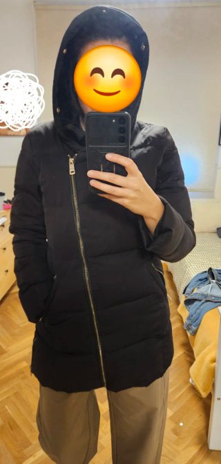 Abrigo acolchado mujer negro 70% pluma 30% plumon