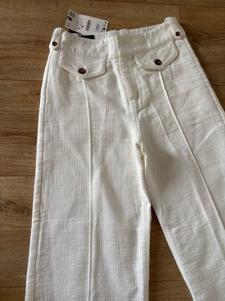 Pantalón culotte Zara blanco tejido rústico nuevo