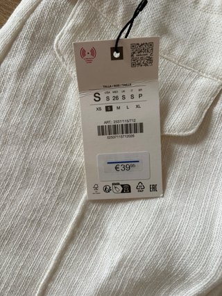 Pantalón culotte Zara blanco tejido rústico nuevo