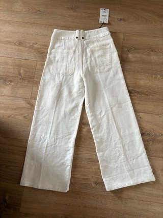 Pantalón culotte Zara blanco tejido rústico nuevo