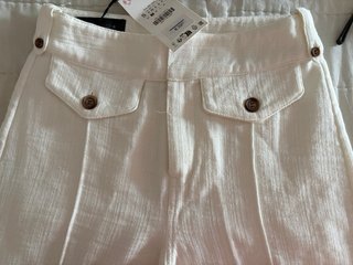 Pantalón culotte Zara blanco tejido rústico nuevo