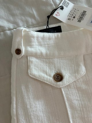 Pantalón culotte Zara blanco tejido rústico nuevo