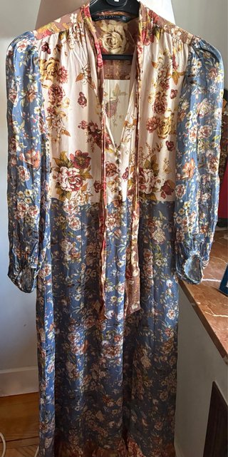 Vestido Midi Zara Flores Gasa Talla S