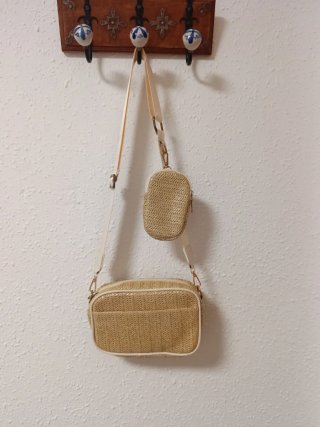 Bolso de playa tejido con monedero