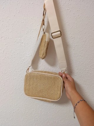 Bolso de playa tejido con monedero