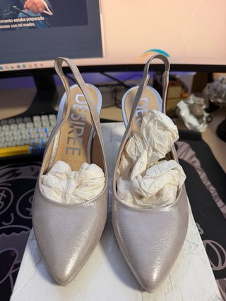 Zapatos DESIREE tacón plateado/dorado