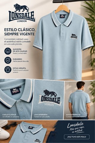 Polo Lonsdale London Azul Claro Talla XXL