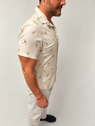 Camisa manga corta hombre XL pájaros