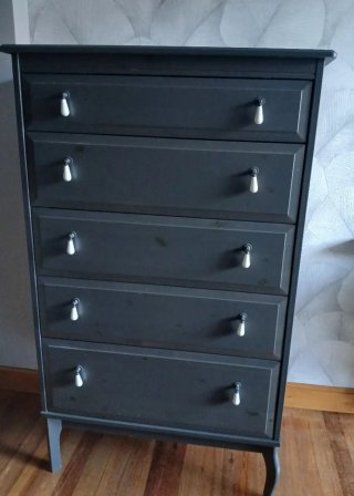 Cómoda gris 5 cajones madera
