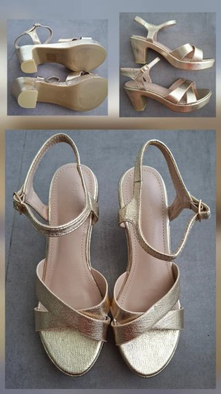 Sandalias Doradas con Tiras Talla 38 sin estrenar