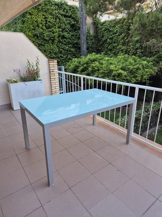 Mesa de Cristal y Metal 140x90 cm