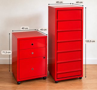 Set de 2 Archivadores Metálicos Rojos