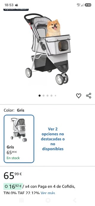 Carrito Paseo Mascotas Gris