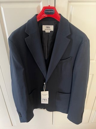 Americana Zara Sartorial Lana Azul Talla 52