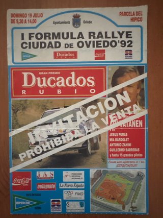 Invitación I Formula Rallye Ciudad de Oviedo 1992