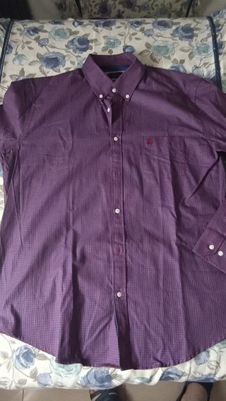 Camisa Cortefiel Vichy Morada Talla XL