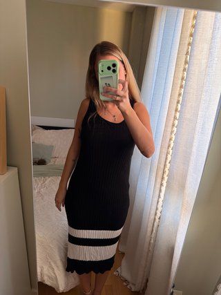 Vestido largo Massimo Dutti negro y blanco