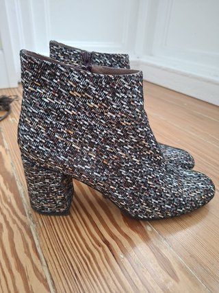 Botines Hispanitas Piel Marrón Burdeos Multicolor