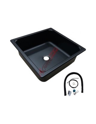Fregadero negro inox 350x350 camper con desagüe