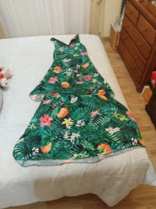 Vestido largo estampado tropical