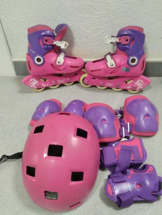 Patines infantiles niña rosa y morado talla 30-32