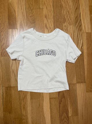 Camiseta Crop Top CHICAGO Pull&Bear Beige