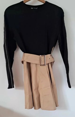 Vestido corto combinado cinturón #Zara