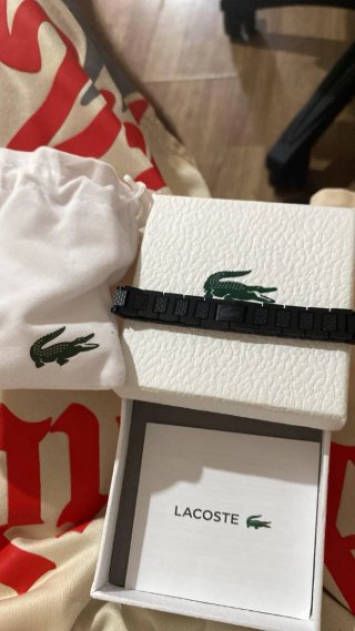 Pulseira Lacoste Preta Nova original
