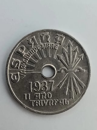 Moneda 25 céntimos 1937