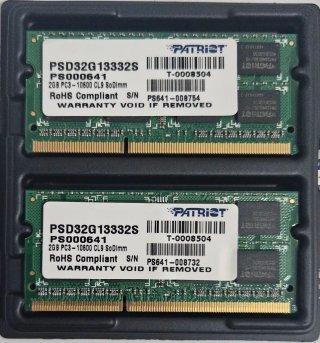 Pack 2x2GB RAM SO-DIMM DDR3 Patriot 1333MHz