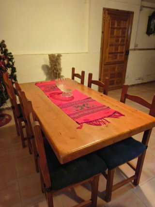 Mesa de Comedor de Madera con 6 Sillas