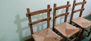 Set di 4 sedie in legno e vimini