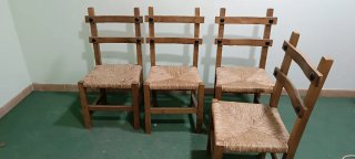 Set di 4 sedie in legno e vimini