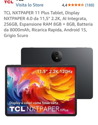 Tablet TCL NXTPAPER 11 Plus 256GB Grigio Scuro