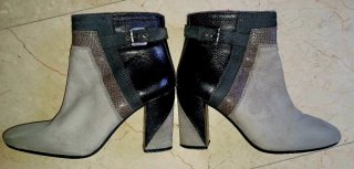 Botines Gallery Piel Gris Talla 37, como nuevos