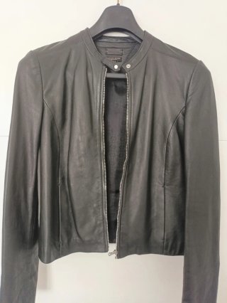 Cazadora biker Piel Massimo Dutti Negra